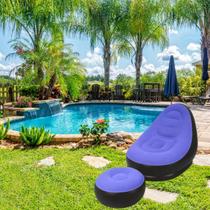 Sofá Inflável Puff Aveludado + Descansa Pés Sofá Prático Elegante