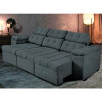 Sofá Itália 2,00 m Retrátil Reclinável Suede Cinza - Sofá na Web