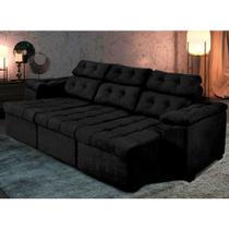Sofá Itália 2,10 m Retrátil Reclinável Suede Preto Sofá na Web Sofá Itália 2,10 m Retrátil Reclinável Suede Preto Sofá na Web