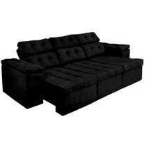 Sofá Italia 225 cm Retrátil e Reclinável Suede Preto Sofá na Web