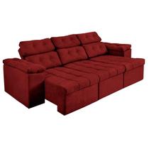 Sofá Itália 225 cm Retrátil e Reclinável Suede Vermelho - Sofá na Web Sofá Itália 225 cm Retrátil e Reclinável Suede Vermelho - Sofá na Web