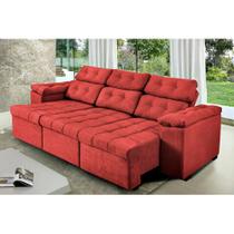 Sofa Itália 2,25 Mts Retrátil e Reclinavel Tecido Suede Vermelho - Cama InBox Sofa Itália 2,25 Mts Retrátil e Reclinavel Tecido Suede Vermelho - Cama InBox