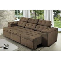 Sofá Itália 225cm Retrátil Reclinável Suede Café - WS