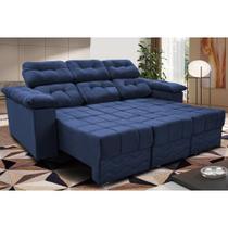 Sofa Itália 2,80 Mts Retrátil e Reclinavel Tecido Suede Azul - Cama InBox Sofa Itália 2,80 Mts Retrátil e Reclinavel Tecido Suede Azul - Cama InBox