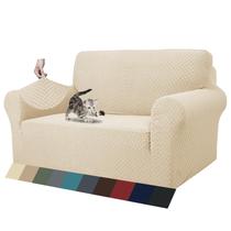 Sofá jacquard Slipcover ZNSAYOTX para 2 almofadas Loveseat Bege