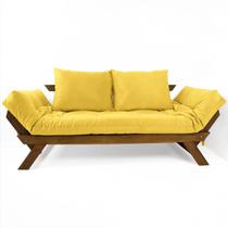 Sofá Japão Futon Acquablock Amarelo Madeira Imbuia