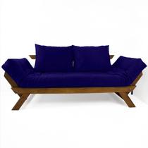 Sofá Japão Futon Acquablock Azul Royal Madeira Imbuia