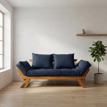 Sofá Japão Futon Acquablock Branco Off Madeira Cor Mel Sofá Japão Futon Acquablock Branco Off Madeira Cor Mel