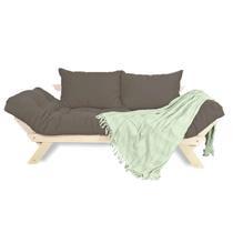 Sofá Japão Futon Cinza Em Madeira Maciça