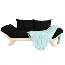 Sofá Japão Futon Preto Em Madeira Maciça