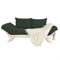 Sofá Japão Futon Verde Militar Em Madeira Maciça