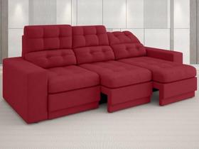 Sofá Jobim 2,05m Assento Retrátil e Reclinável Velosuede Vermelho - NETSOFAS Sofá Jobim 2,05m Assento Retrátil e Reclinável Velosuede Vermelho - NETSOFAS