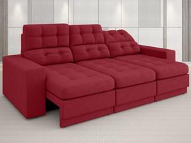 Sofá Jobim 2,30m Assento Retrátil e Reclinável Velosuede Vermelho - NETSOFAS Sofá Jobim 2,30m Assento Retrátil e Reclinável Velosuede Vermelho - NETSOFAS