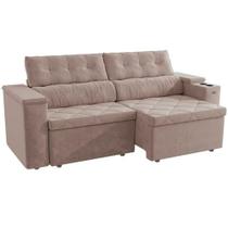 Sofá Kappesberg Roma S211 2,60 Metros Retrátil e Reclinável com Braço Baú, Suede Veludo Sofá Kappesberg Roma S211 2,60 Metros Retrátil e Reclinável com Braço Baú, Suede Veludo
