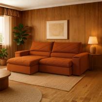 Sofá Konrad Retrátil Reclinável Mônaco 2,10 metros Bouclê