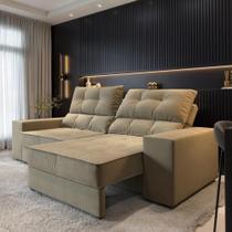Sofá Larissa 3 Lugares Suede 210cm Sofá Larissa 3 Lugares Suede 210cm