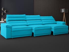 Sofá Lincoln Assento Retrátil e Reclinável Velosuede Turquesa - NETSOFAS