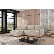 Sofá Linho 3 Lugares 264cm com Chaise Lado Esquerdo e Kit Usb Barra Bege Cru/Paçoca Sofá Linho 3 Lugares 264cm com Chaise Lado Esquerdo e Kit Usb Barra Bege Cru/Paçoca