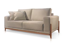 Sofá Linho Bege Claro Paris 2 Lugares Confortável Moderno 1,90m Sala de Estar