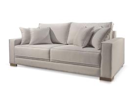 Sofá Linho Cinza Claro 3 Lugares Marrocos 2,0m Design Moderno Sala