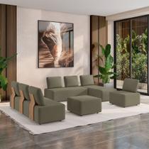 Sofá Liphis Sala de Estar Modulado Moderno Pés de Madeira Veludo Castor G45 - Gran Belo