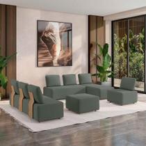 Sofá Liphis Sala de Estar Modulado Moderno Pés de Madeira Veludo Cinza Escuro G45 - Gran Belo Sofá Liphis Sala de Estar Modulado Moderno Pés de Madeira Veludo Cinza Escuro G45 - Gran Belo