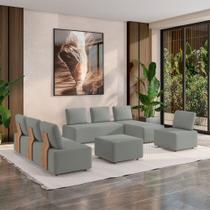 Sofá Liphis Sala de Estar Modulado Moderno Pés de Madeira Veludo Cinza G45 - Gran Belo Sofá Liphis Sala de Estar Modulado Moderno Pés de Madeira Veludo Cinza G45 - Gran Belo