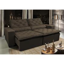 Sofá Lisboa 2,12m Retrátil, Reclinável, Molas no Assento Tecido Suede Velusoft Café - Cama InBox