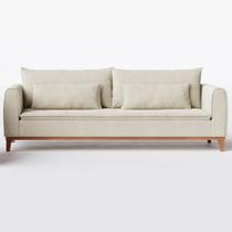 Sofá Lisboa 2,30m em Linho Bege Claro Palha - Home Mobily Sofá Lisboa 2,30m em Linho Bege Claro Palha - Home Mobily