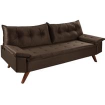 Sofá Lisboa Retrô 3 Lugares - Suede Marrom Sofá Lisboa Retrô 3 Lugares - Suede Marrom