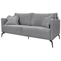 Sofa Liv 3 Lugares 220cm Pes Aço Linho 234 Cinza Ezz Sofa Liv 3 Lugares 220cm Pes Aço Linho 234 Cinza Ezz