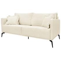 Sofa Liv 3 Lugares 220cm Pes Aço Linho 234 Perola Ezz Sofa Liv 3 Lugares 220cm Pes Aço Linho 234 Perola Ezz