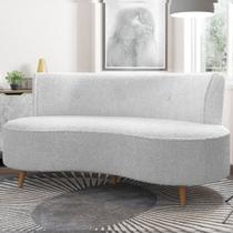 Sofá Living 2 Lugares 135cm Aang Pés Palito Bouclê Off White G33 - Gran Belo Sofá Living 2 Lugares 135cm Aang Pés Palito Bouclê Off White G33 - Gran Belo