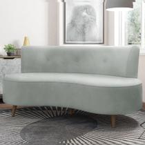 Sofá Living 2 Lugares 160cm Aang Pés Palito Veludo Cinza Claro G33 - Gran Belo Sofá Living 2 Lugares 160cm Aang Pés Palito Veludo Cinza Claro G33 - Gran Belo