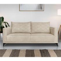 Sofá Living 2 Lugares 1,60m Horus Bouclê Dourado Pés de Aço