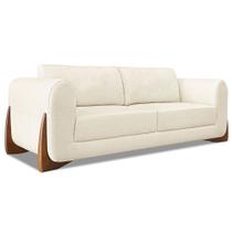 Sofá Living 2 Lugares 1,60m Lottus Linho Natural Pés Castanho - Pallazio