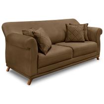 Sofá Living 2 Lugares 1,60m Vênus Suede Caramelo Pés Castanho - Pallazio