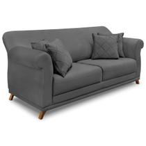 Sofá Living 2 Lugares 1,60m Vênus Suede Cinza Pés Castanho - Pallazio Sofá Living 2 Lugares 1,60m Vênus Suede Cinza Pés Castanho - Pallazio
