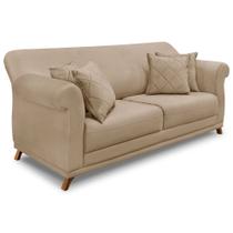 Sofá Living 2 Lugares 1,60m Vênus Suede Pés Castanho - Pallazio