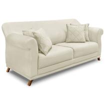 Sofá Living 2 Lugares 1,60m Vênus Veludo Bege Pés Castanho - Pallazio