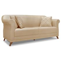 Sofá Living 2 Lugares 1,80m Vênus Linho Dourado Pés Castanho - Pallazio Sofá Living 2 Lugares 1,80m Vênus Linho Dourado Pés Castanho - Pallazio