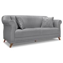 Sofá Living 2 Lugares 1,80m Vênus Linho Grafite Pés Castanho - Pallazio Sofá Living 2 Lugares 1,80m Vênus Linho Grafite Pés Castanho - Pallazio