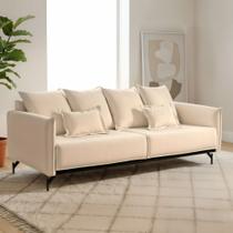 Sofá Living 2 Lugares 220cm com Base de Ferro Tecido Boulé Acácia Bege/Preto Sofá Living 2 Lugares 220cm com Base de Ferro Tecido Boulé Acácia Bege/Preto