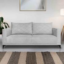 Sofá Living 2 Lugares com Pés de Ferro Almofadas Soltas 180cm Neso Bouclê Cinza G63 - Gran belo Sofá Living 2 Lugares com Pés de Ferro Almofadas Soltas 180cm Neso Bouclê Cinza G63 - Gran belo