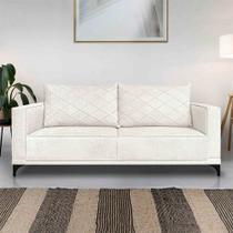 Sofá Living 2 Lugares com Pés de Ferro Almofadas Soltas 180cm Neso Bouclê Off White G63 - Gran belo Sofá Living 2 Lugares com Pés de Ferro Almofadas Soltas 180cm Neso Bouclê Off White G63 - Gran belo