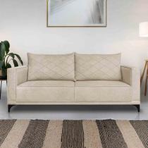 Sofá Living 2 Lugares com Pés de Ferro Almofadas Soltas 200cm Neso Bouclê Bege G63 - Gran belo Sofá Living 2 Lugares com Pés de Ferro Almofadas Soltas 200cm Neso Bouclê Bege G63 - Gran belo