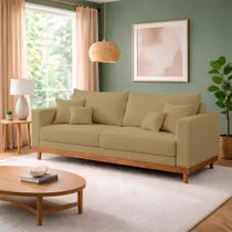 Sofá Living 2 Lugares Suede Resistente Madeira + Almofadas Sofá Living 2 Lugares Suede Resistente Madeira + Almofadas