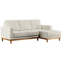 Sofá Living 200cm 3 Lugares Com Chaise Direito Kayrós D05 Linho Cru Mpozenato