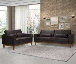 Sofá Living 3 e 2 Lugares Valência - 2,20/1,58mts - material sintético Marrom - Estofados Pérola.