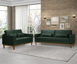 Sofá Living 3 e 2 Lugares Valência - 2,20/1,58mts - Veludo Verde Escuro - Estofados Pérola.